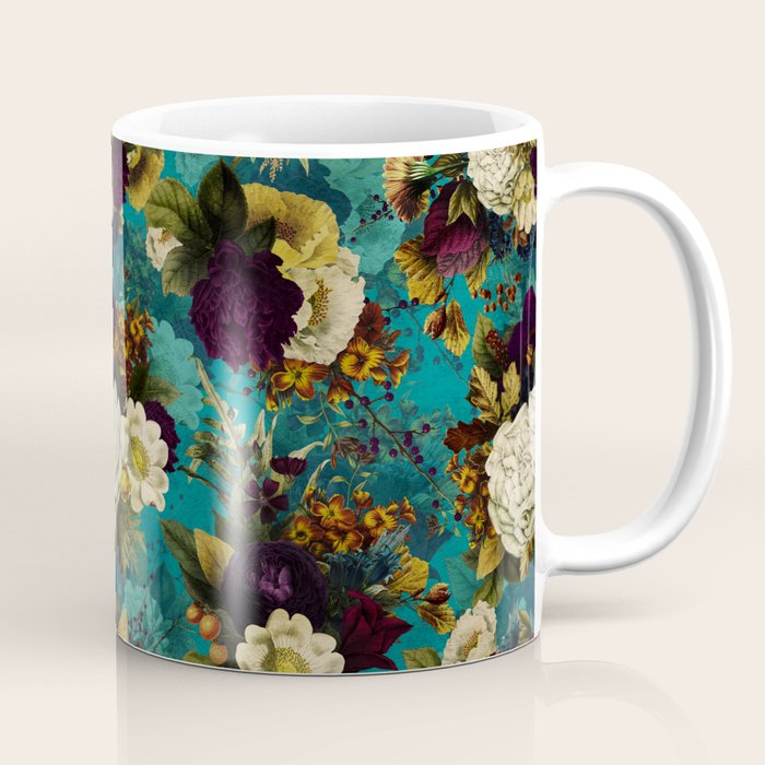 Before Midnight Blue Hour Vintage Fall Flowers Garden Coffee Mug Gallery Image 1