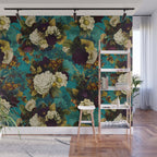Before Midnight Blue Hour Vintage Fall Flowers Garden Wall Mural Gallery Image 1