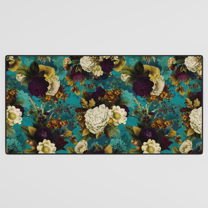 Before Midnight Blue Hour Vintage Fall Flowers Garden Desk Mat Gallery Image 3