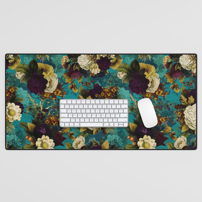 Before Midnight Blue Hour Vintage Fall Flowers Garden Desk Mat Gallery Image 1