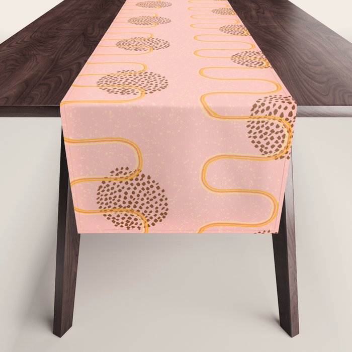 Abstract Fields in Peach Pink & Brown Table Runner Gallery Image 1