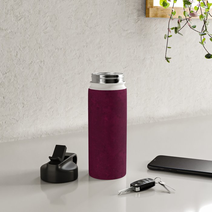 Hand painted modern abstract burgundy marble watercolor Water Bottle Gallery Image 4