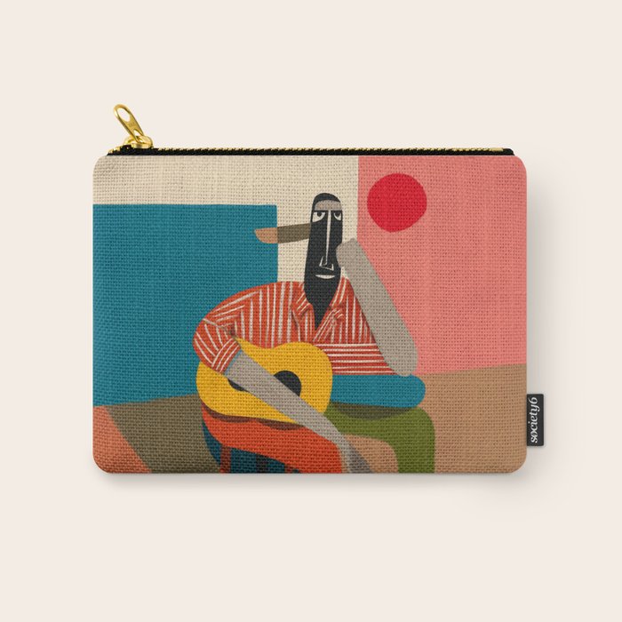 Melancholy Guitarist in Stripes Carry All Pouch Gallery Image 1