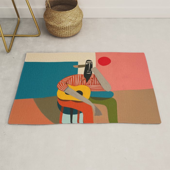 Melancholy Guitarist in Stripes Rug Gallery Image 1