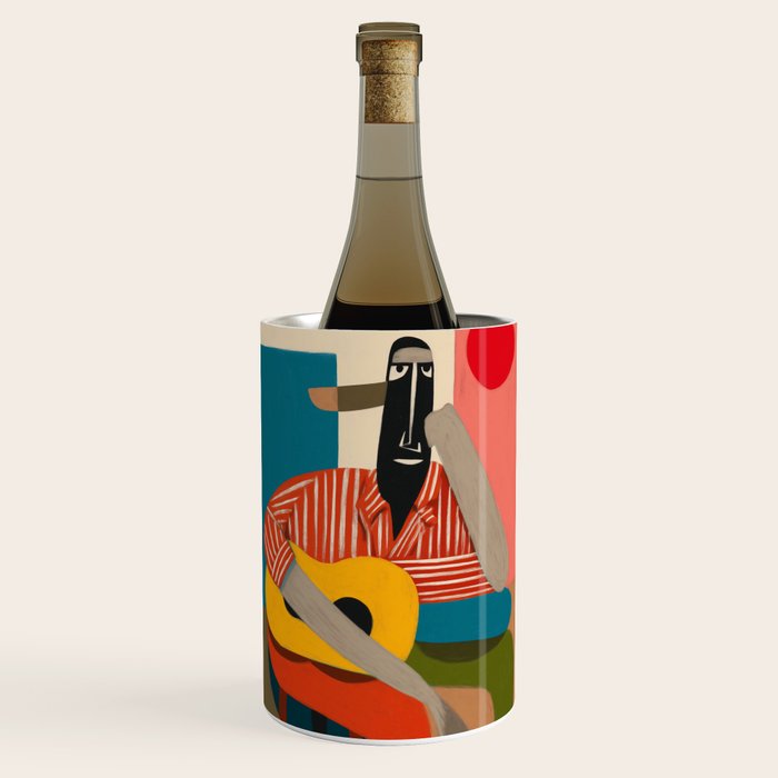 Melancholy Guitarist in Stripes Wine Chiller Gallery Image 1