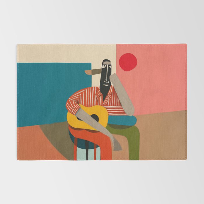 Melancholy Guitarist in Stripes Rug Gallery Image 2