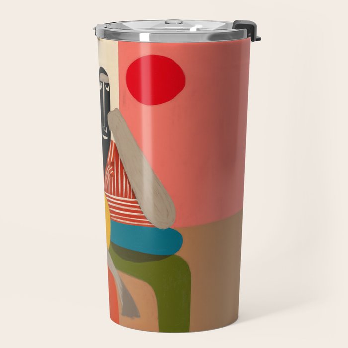 Melancholy Guitarist in Stripes Travel Mug Gallery Image 2