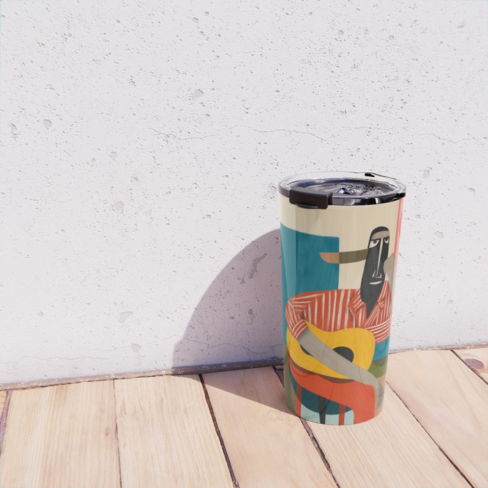 Melancholy Guitarist in Stripes Travel Mug Gallery Image 4