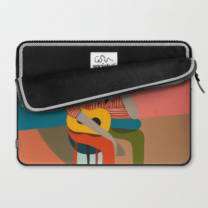 Melancholy Guitarist in Stripes Laptop Sleeve Gallery Image 2