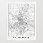 Grand Rapids White Map Poster Gallery Image 4
