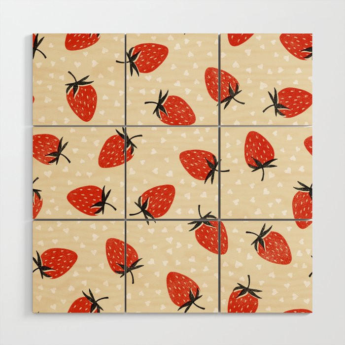 Sweet Strawberries - Red, Black, Cream, and White Wood Wall Art Gallery Image 1
