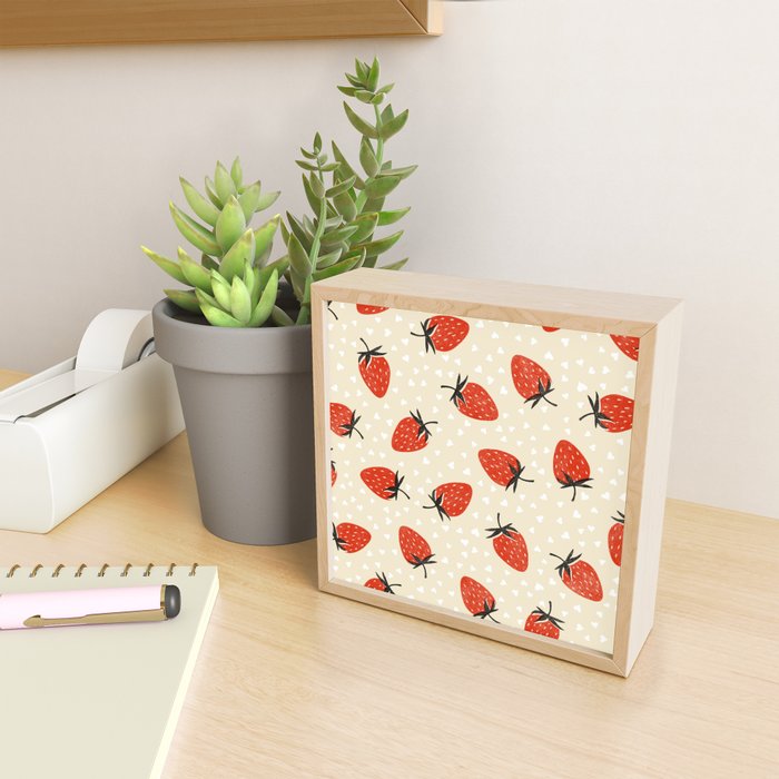Sweet Strawberries - Red, Black, Cream, and White Mini Art Print Gallery Image 2