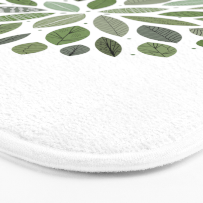 Mid-Century Green Leaves Bath Mat Gallery Image 3