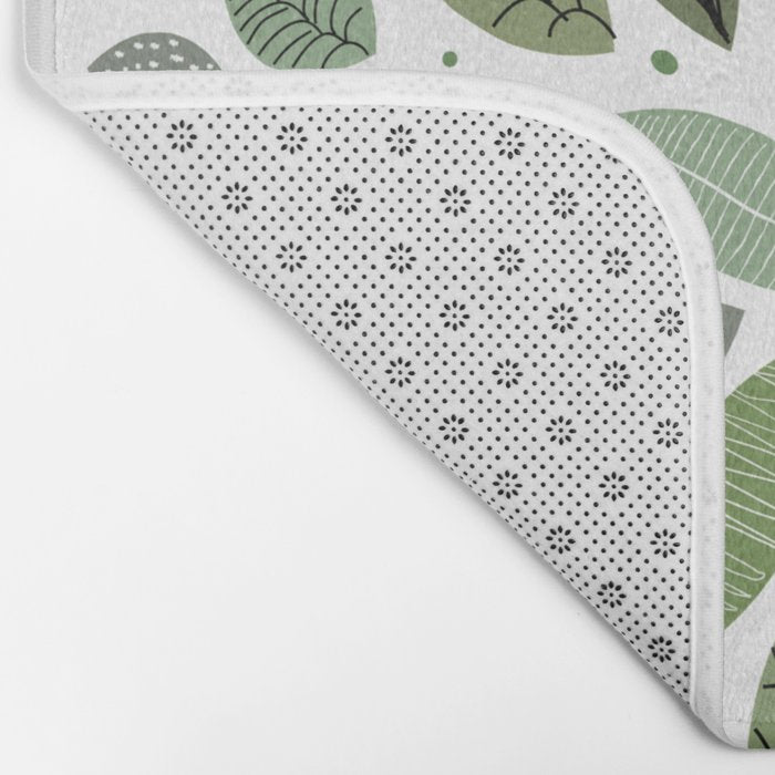 Mid-Century Green Leaves Bath Mat Gallery Image 2