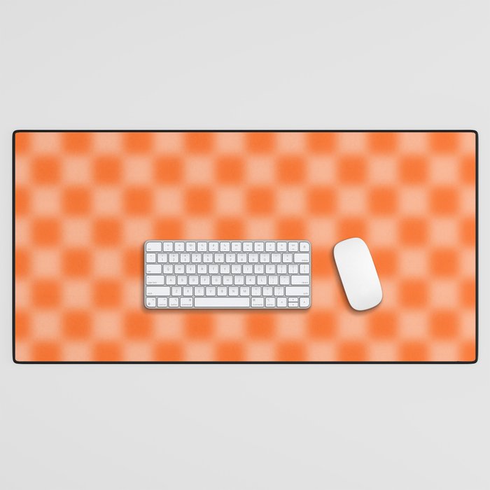 Checkered Blur Orange Blurry Checkered Pattern Desk Mat Gallery Image 1