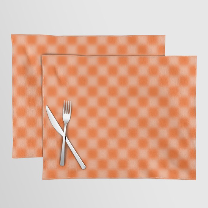 Checkered Blur Orange Blurry Checkered Pattern Placemat Gallery Image 1