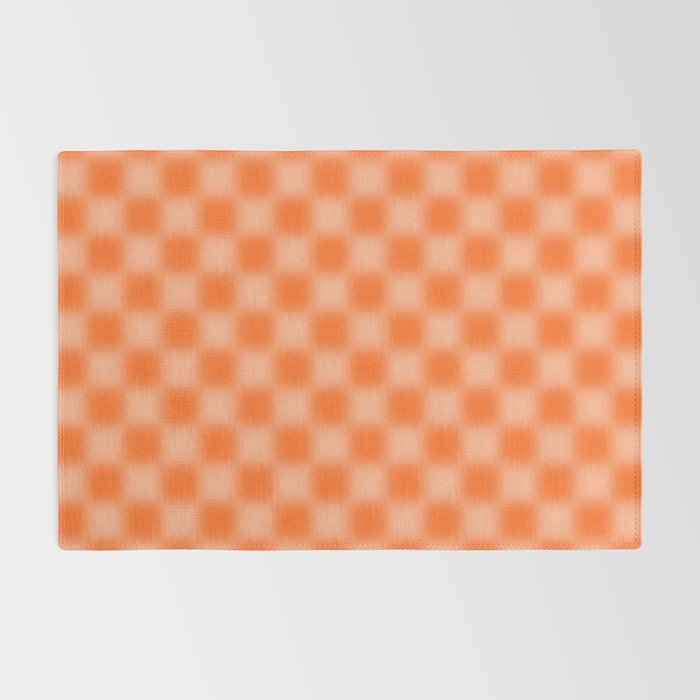 Checkered Blur Orange Blurry Checkered Pattern Rug Gallery Image 2