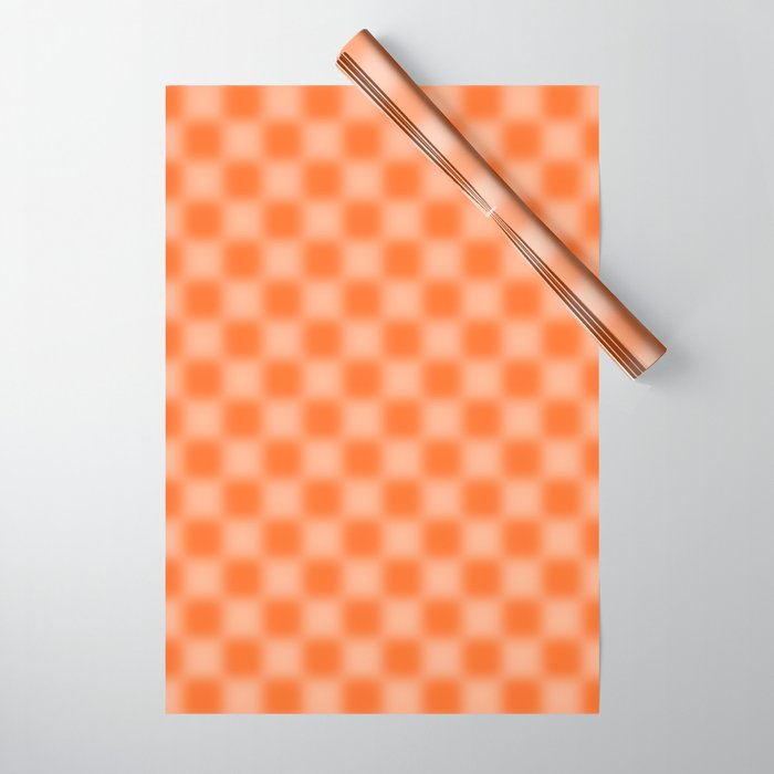 Checkered Blur Orange Blurry Checkered Pattern Wrapping Paper Gallery Image 1