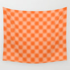 Checkered Blur Orange Blurry Checkered Pattern Wall Tapestry Gallery Image 4