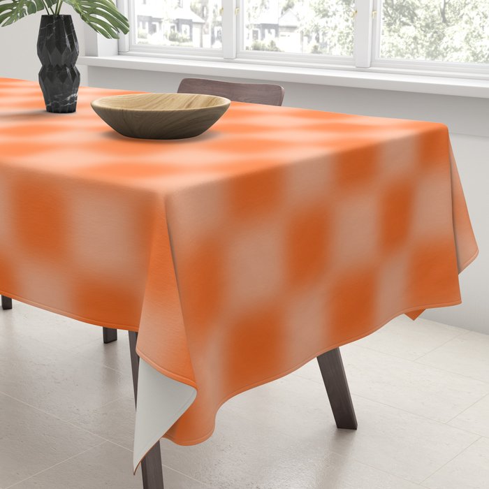 Checkered Blur Orange Blurry Checkered Pattern Tablecloth Gallery Image 3