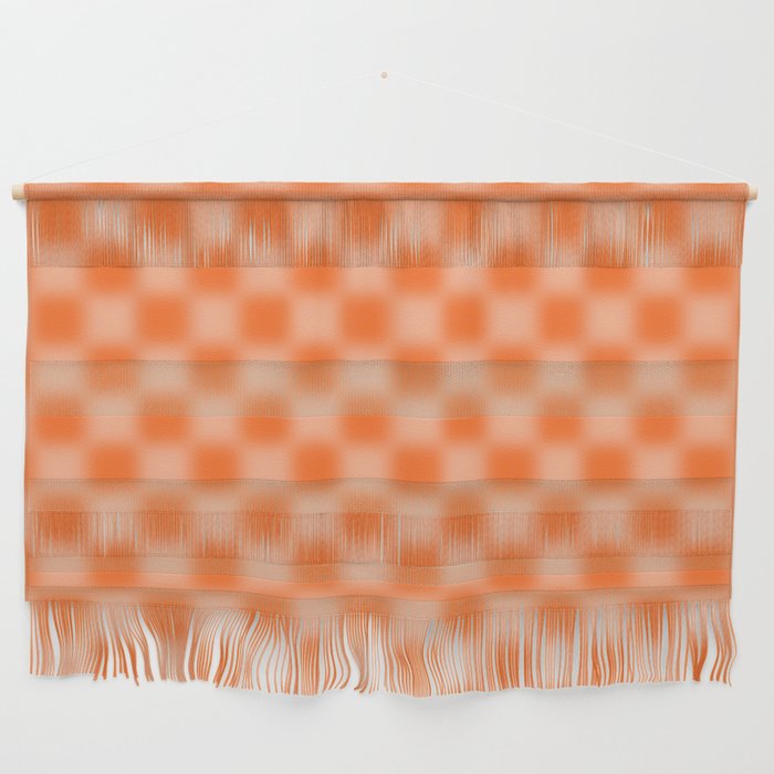 Checkered Blur Orange Blurry Checkered Pattern Wall Hanging Gallery Image 1