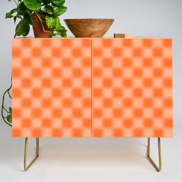 Checkered Blur Orange Blurry Checkered Pattern Credenza Gallery Image 1