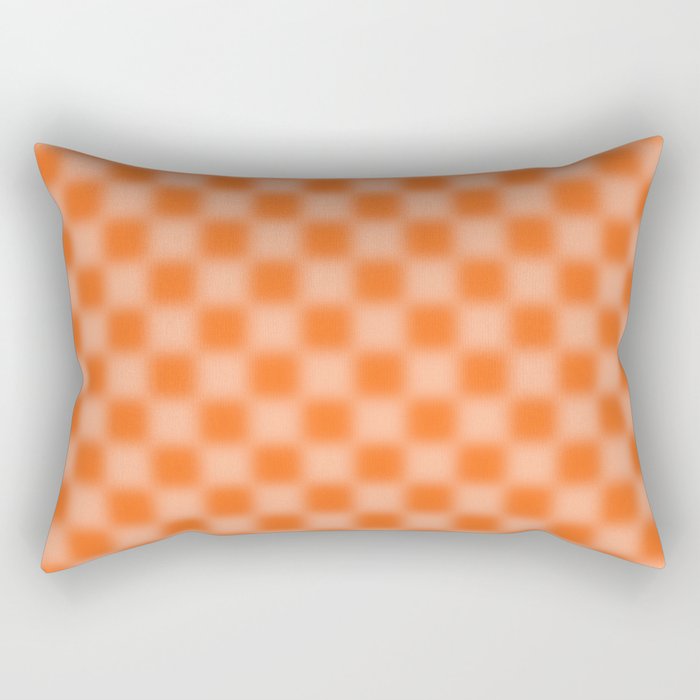 Checkered Blur Orange Blurry Checkered Pattern Rectangular Pillow Gallery Image 1
