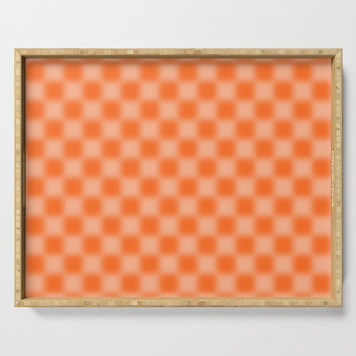 Checkered Blur Orange Blurry Checkered Pattern Serving Tray Gallery Image 1