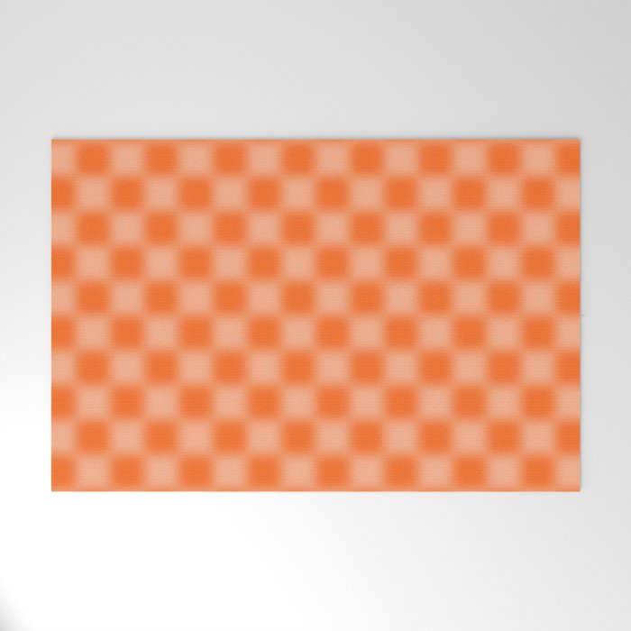 Checkered Blur Orange Blurry Checkered Pattern Welcome Mat Gallery Image 1