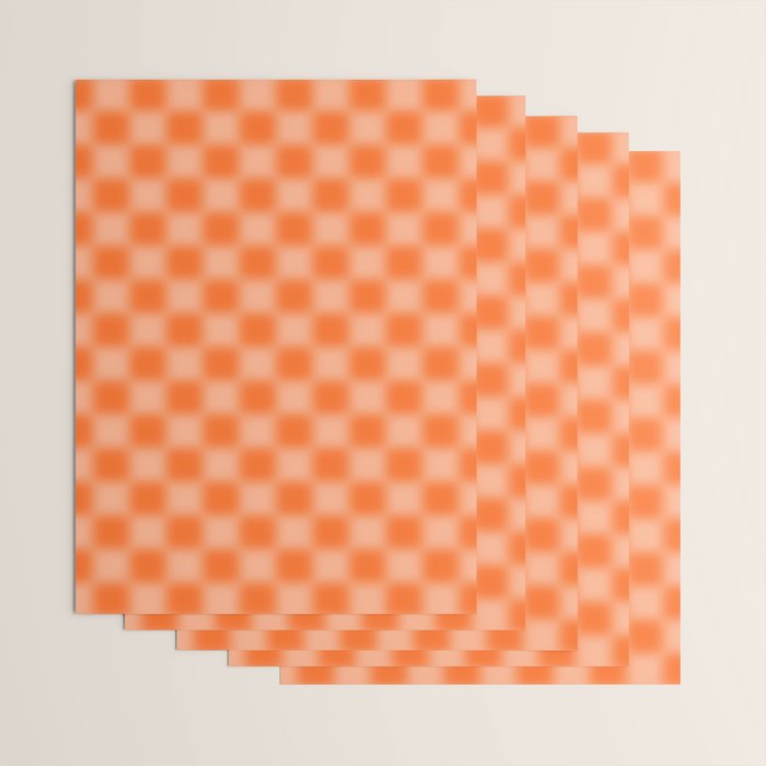 Checkered Blur Orange Blurry Checkered Pattern Wrapping Paper Gallery Image 3