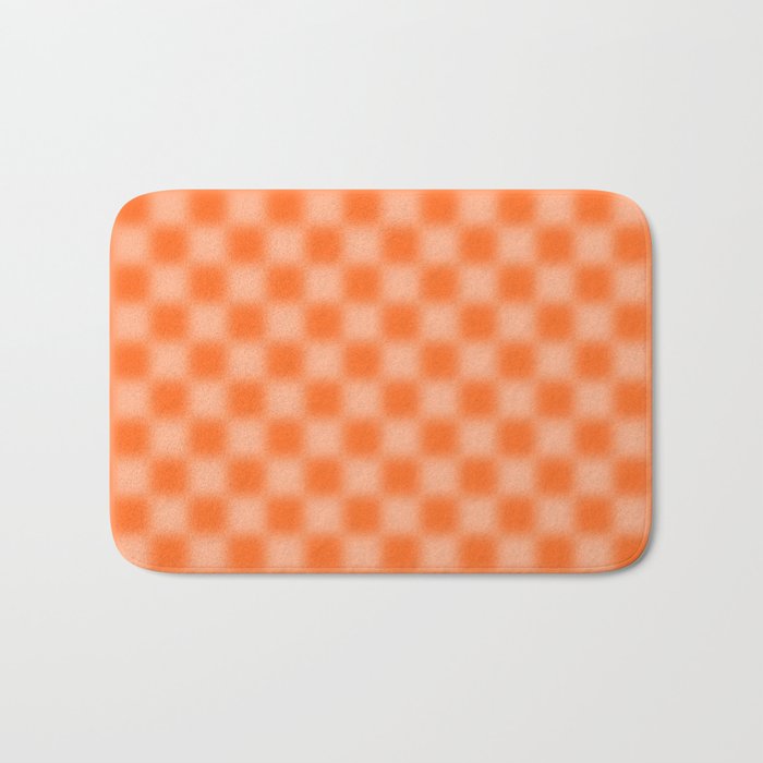 Checkered Blur Orange Blurry Checkered Pattern Bath Mat Gallery Image 1