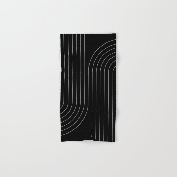 Minimal Line Curvature XXVI Black and Grey Mid Century Modern Arch Abstract Bath Towel Gallery Image 1