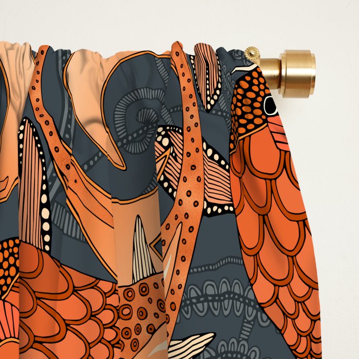 paisley fish gray Window Curtain Gallery Image 2