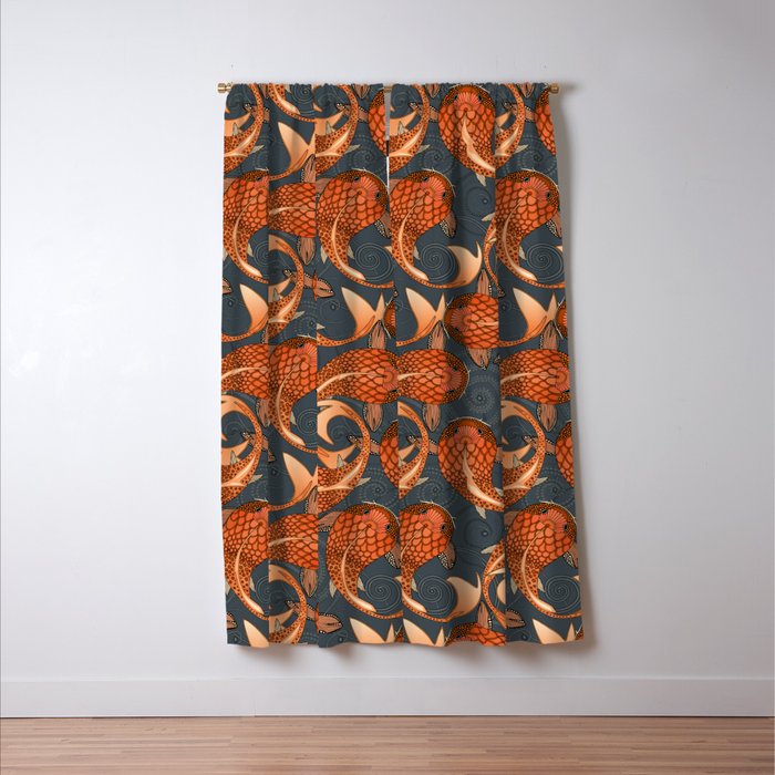 paisley fish gray Window Curtain Gallery Image 3