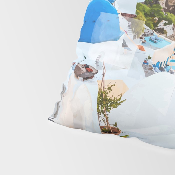Greek Fantasy, Greece Travel Tropical Photography, Nature Landscape Ocean Architecture Graphic Pillow Sham Gallery Image 4