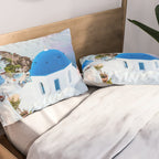 Greek Fantasy, Greece Travel Tropical Photography, Nature Landscape Ocean Architecture Graphic Pillow Sham Gallery Image 2