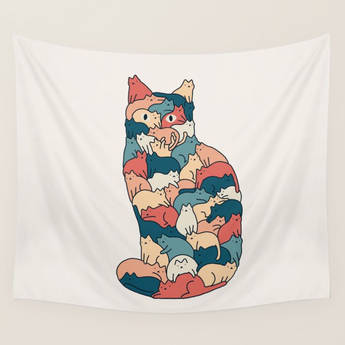 Cat Landscape 185: How many cats? Wall Tapestry Gallery Image 4
