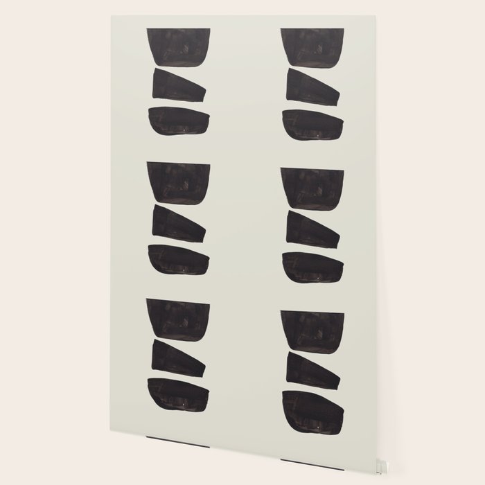 Black & White Minimalist Abstract Shapes Patterns Black Ink Painting Wallpaper Gallery Image 2