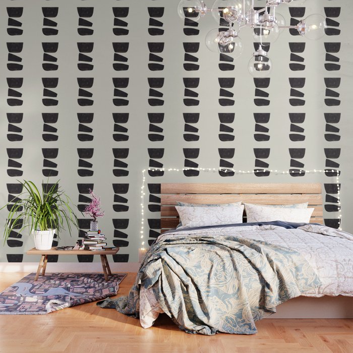 Black & White Minimalist Abstract Shapes Patterns Black Ink Painting Wallpaper Gallery Image 1