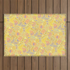 Coastal Oysters on the Beach in Pastel Yellow & Orange Outdoor Rug Gallery Image 1
