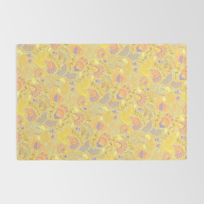 Coastal Oysters on the Beach in Pastel Yellow & Orange Rug Gallery Image 2