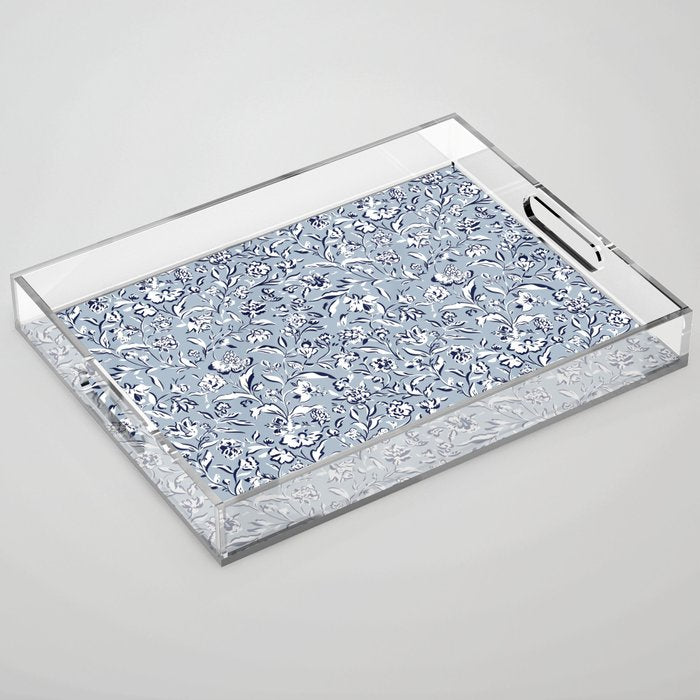 Painterly Florals - Blue Navy Acrylic Tray Gallery Image 1