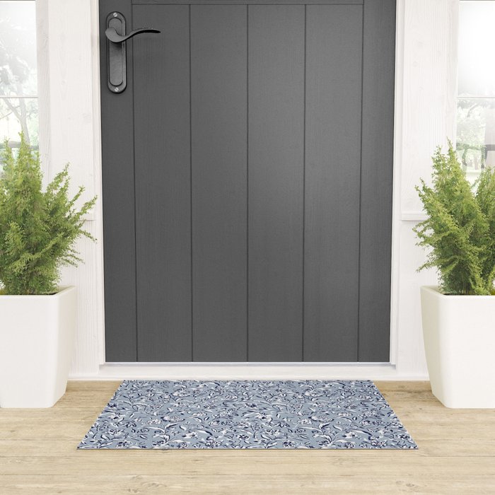 Painterly Florals - Blue Navy Welcome Mat Gallery Image 3