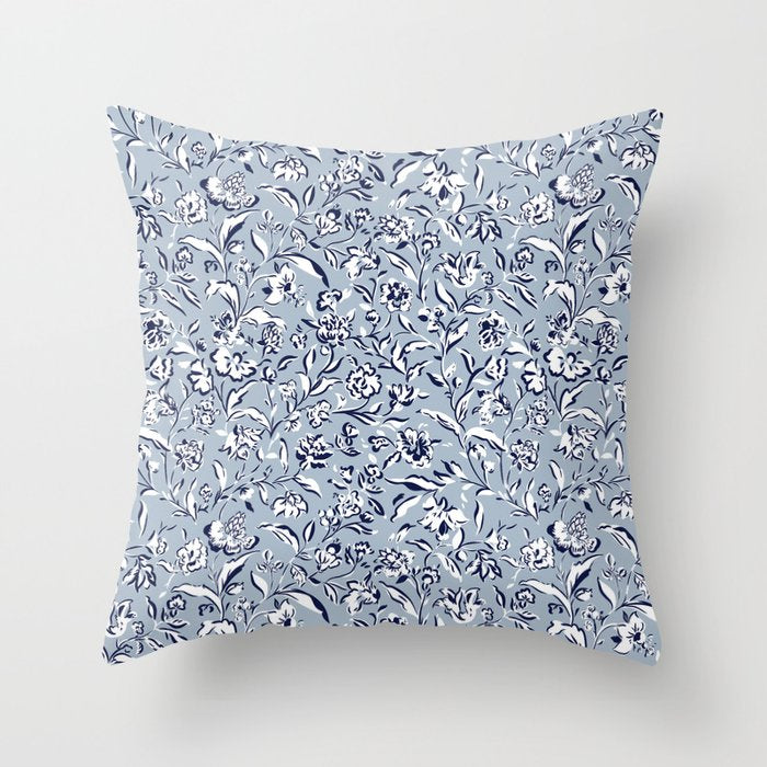 Painterly Florals - Blue Navy Throw Pillow Gallery Image 6