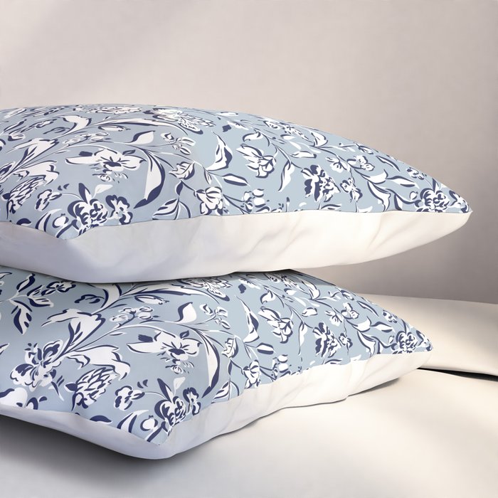 Painterly Florals - Blue Navy Pillow Sham Gallery Image 3