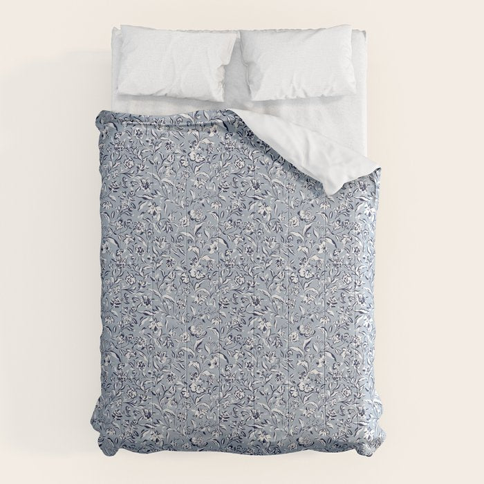Painterly Florals - Blue Navy Comforter Gallery Image 6