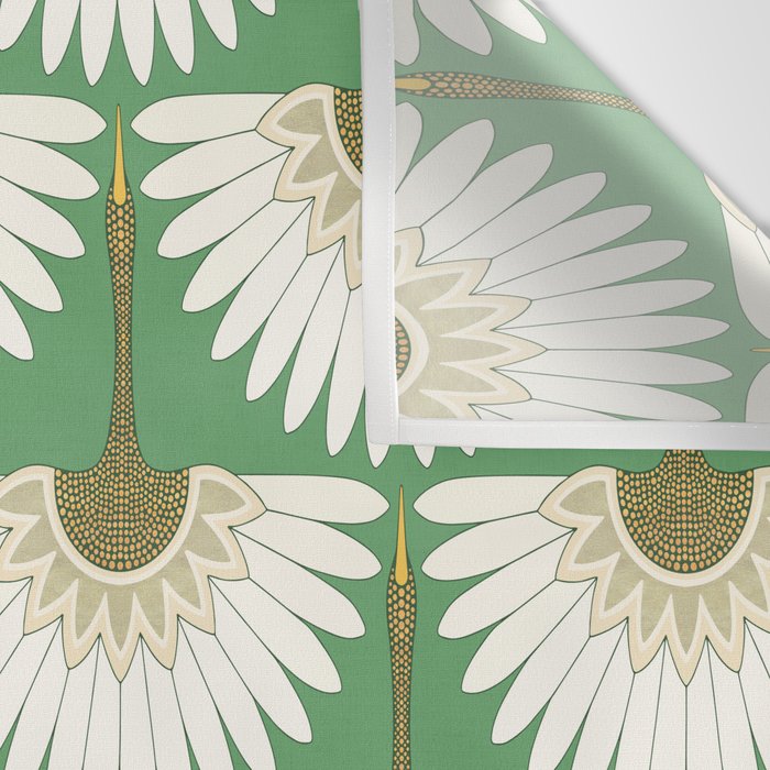 art deco cranes green Wall Tapestry Gallery Image 3
