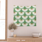 art deco cranes green Wall Tapestry Gallery Image 2