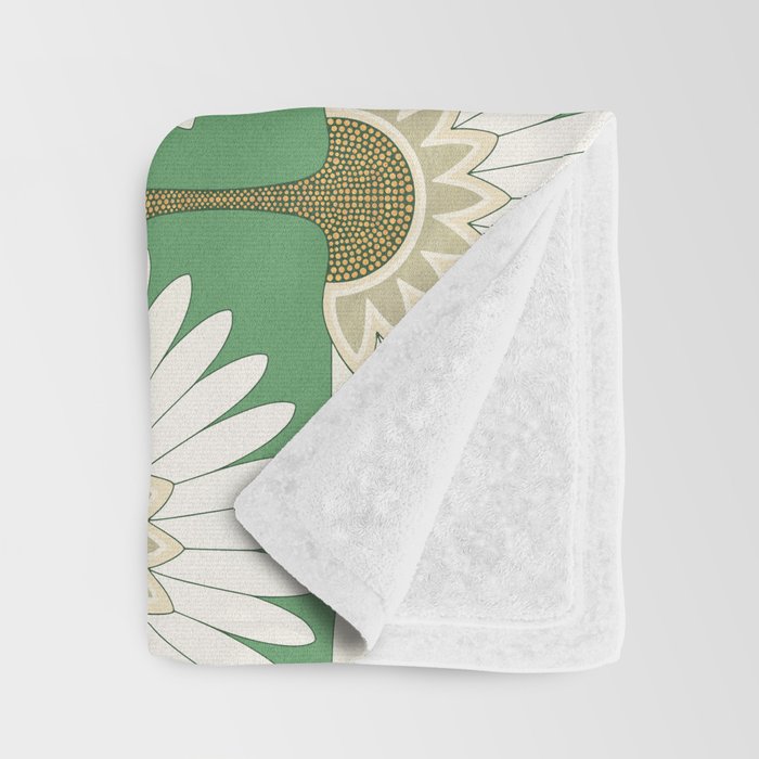 art deco cranes green Throw Blanket Gallery Image 3