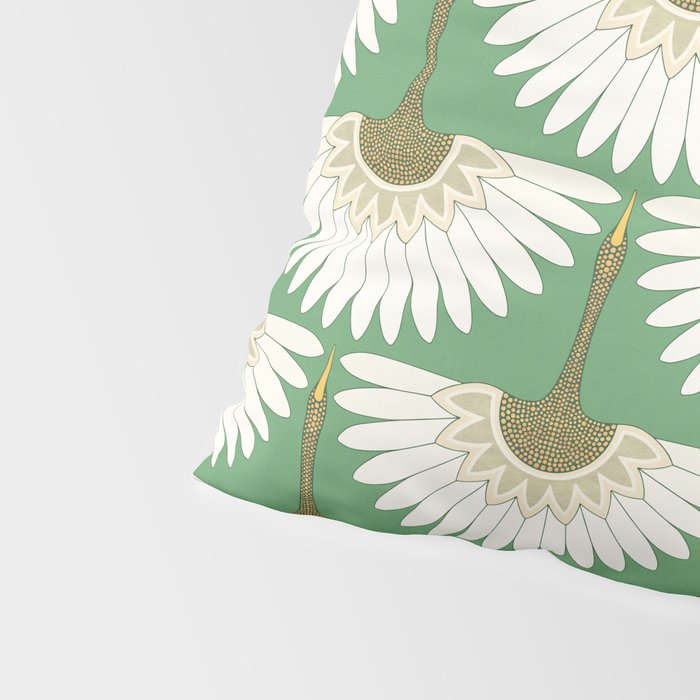 art deco cranes green Pillow Sham Gallery Image 4